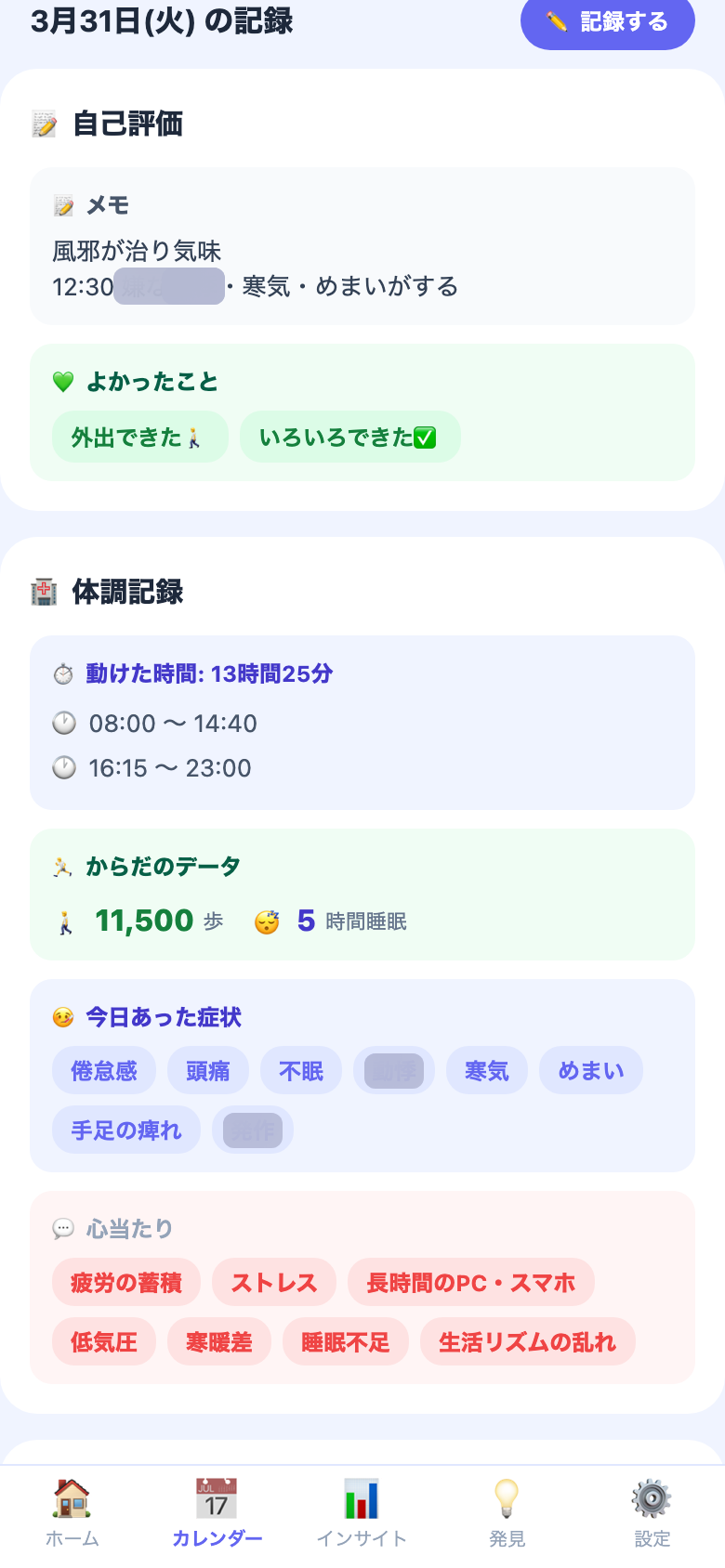 体調記録